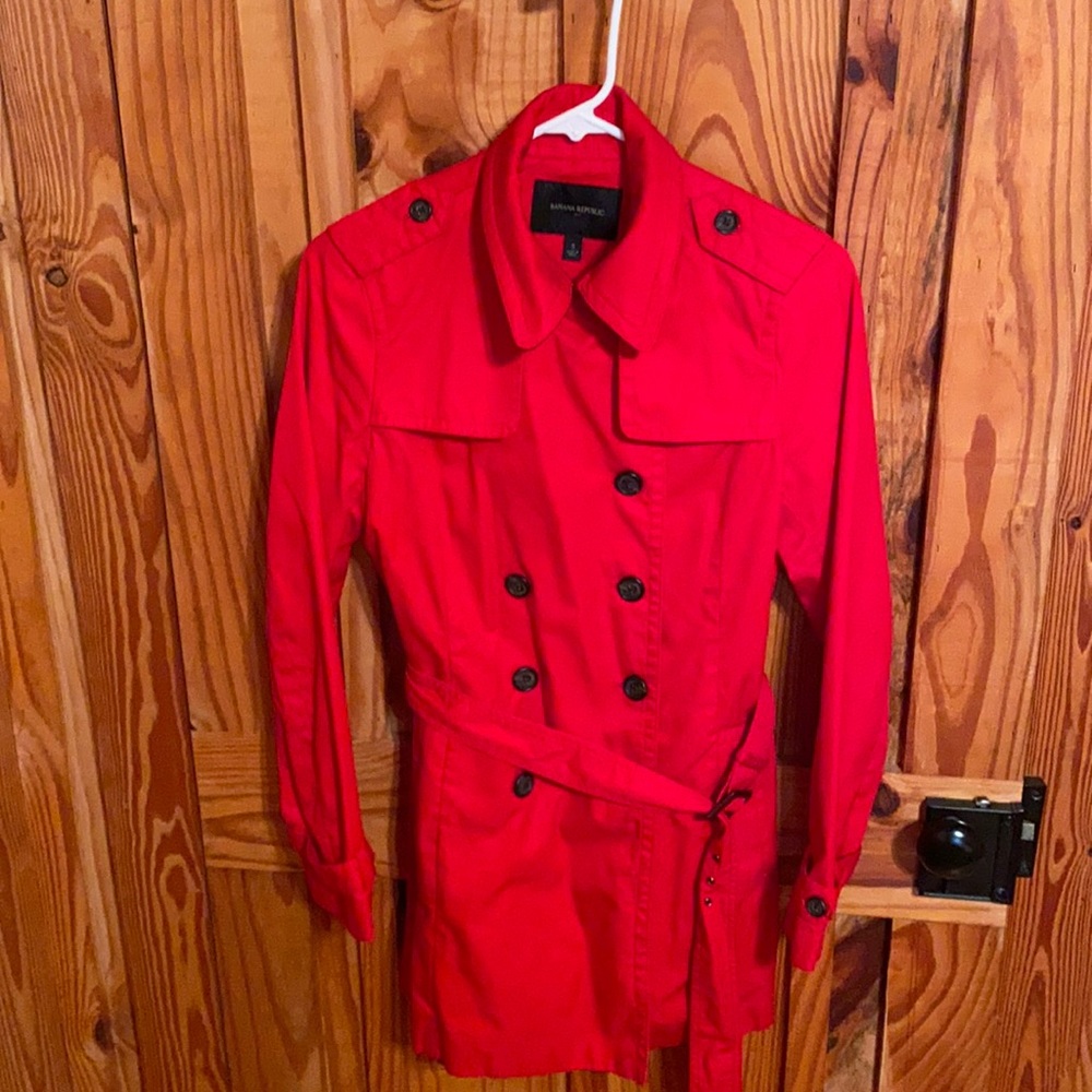 Red trench coat